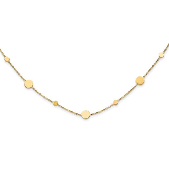 14K Yellow Gold Disc Station Necklace