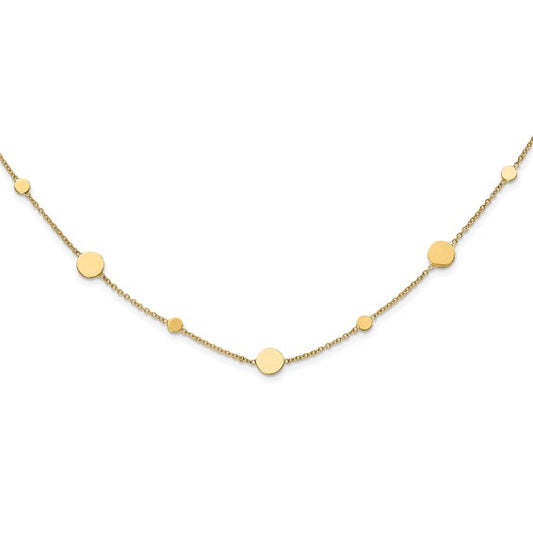 14K Yellow Gold Disc Station Necklace