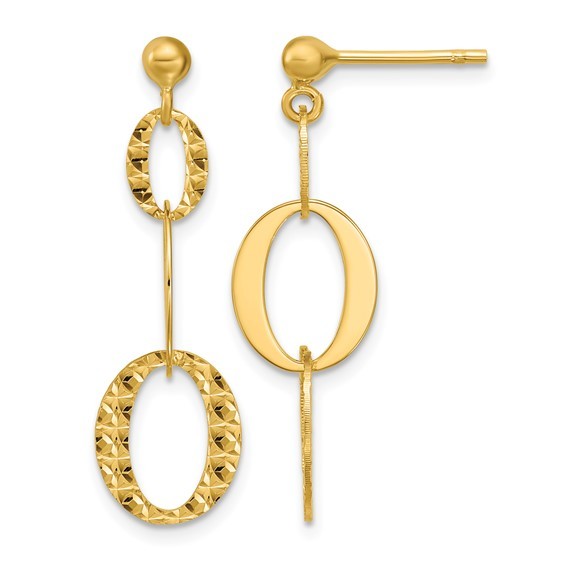 14K Yellow Gold Fancy Post Dangle Earrings