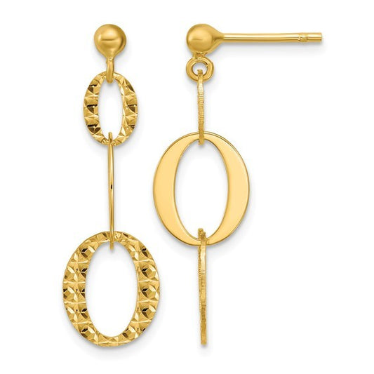 14K Yellow Gold Fancy Post Dangle Earrings