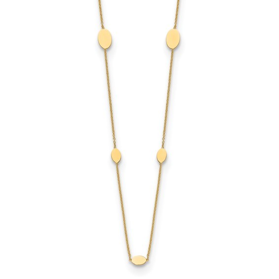 14K Yellow Gold Oval Disc Station Necklace