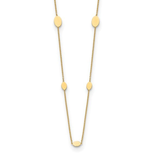 14K Yellow Gold Oval Disc Station Necklace