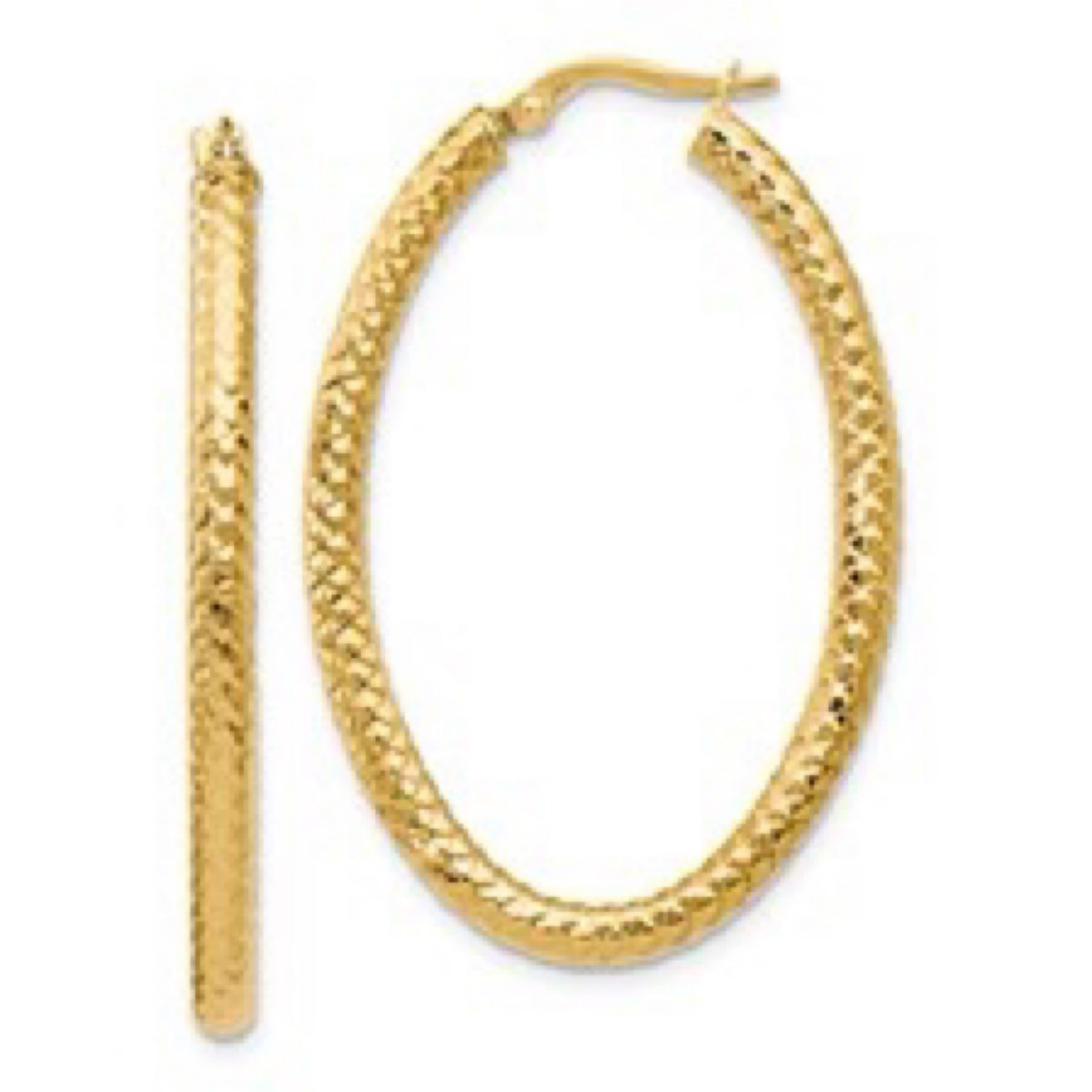 14K Yellow Gold Oval Hoops