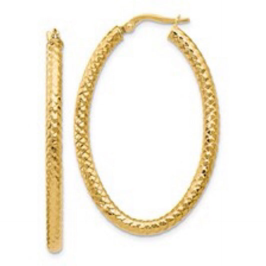 14K Yellow Gold Oval Hoops
