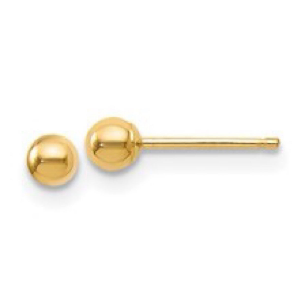 14K Yellow Gold Polished 3mm Bead Post Earrings