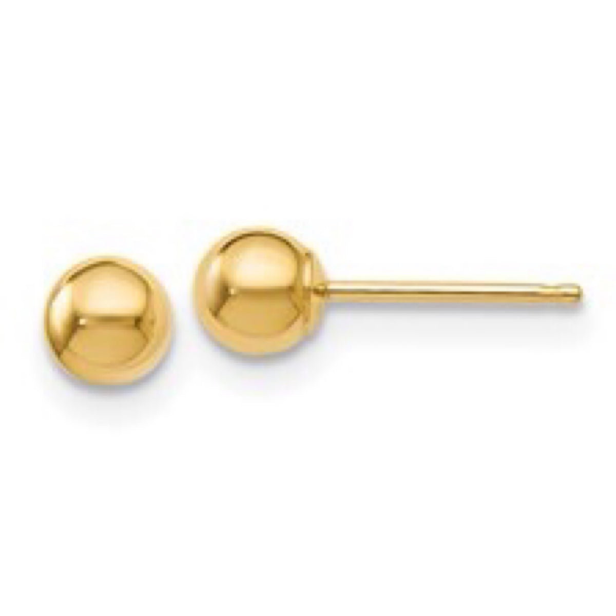 14K Yellow Gold Polished 4mm Bead Post Earrings