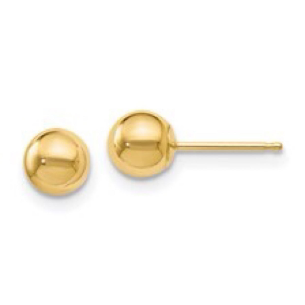 14K Yellow Gold Polished 5mm Bead Post Earrings