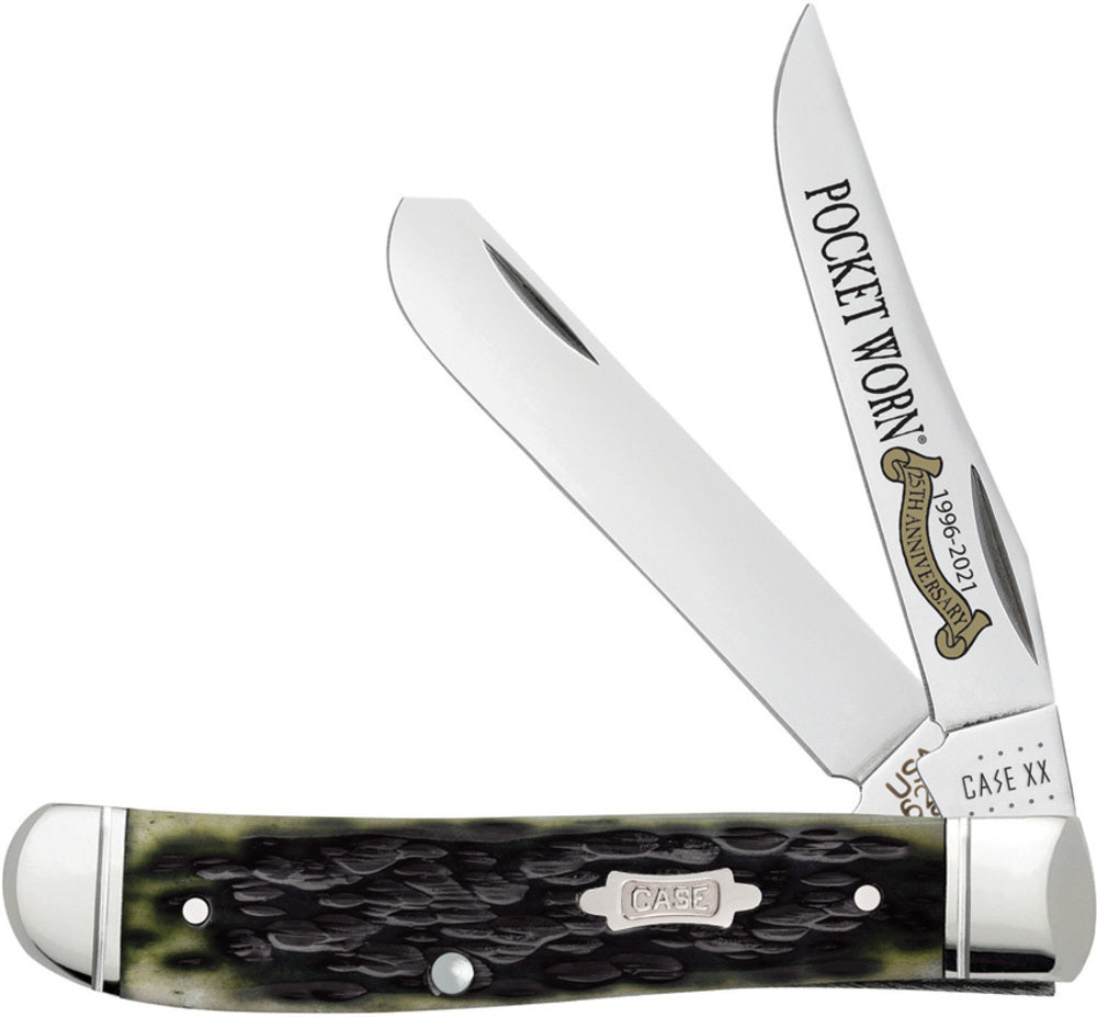 38194 Pocket Worn® Olive Green Bone Peach Seed Jig Mini Trapper (6207 SS)