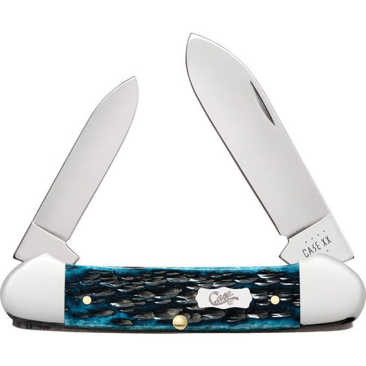 51853 Pocket Worn Mediterranean Blue Bone Peach Seed Jig Canoe (62131 SS)
