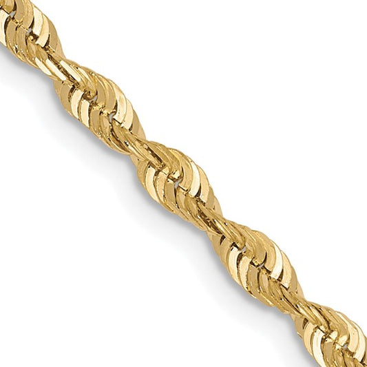 10K Yellow Gold 2.5mm Diamond Cut Rope Chain - 30"