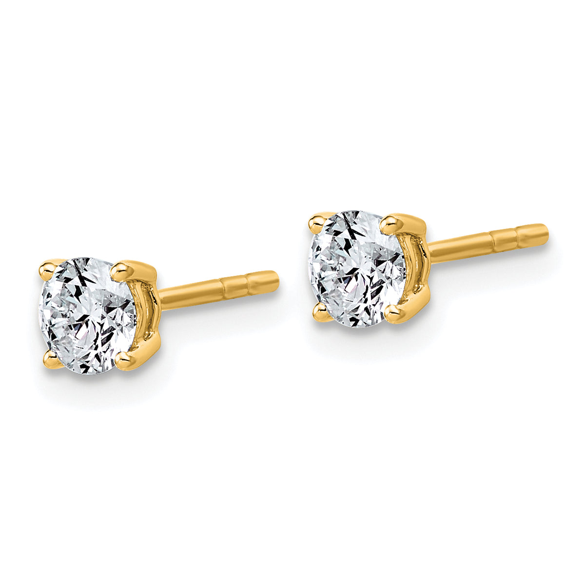 14K yellow gold 5/8 ct. t.w. lab grown diamond stud earrings, side view