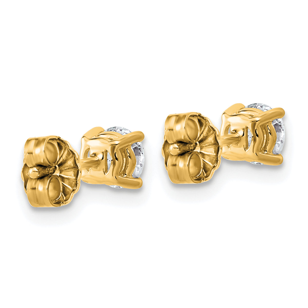 14K yellow gold 5/8 ct. t.w. lab grown diamond stud earrings, back view
