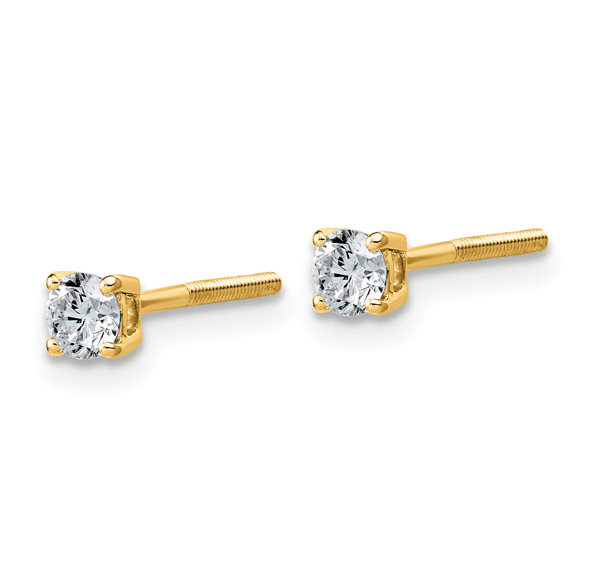 14K yellow gold 1/3 ct. t.w. lab grown diamond stud earrings, side view