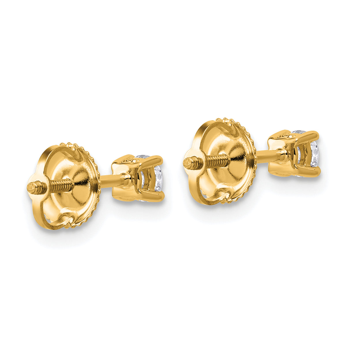 14K yellow gold 1/3 ct. t.w. lab grown diamond stud earrings, back view
