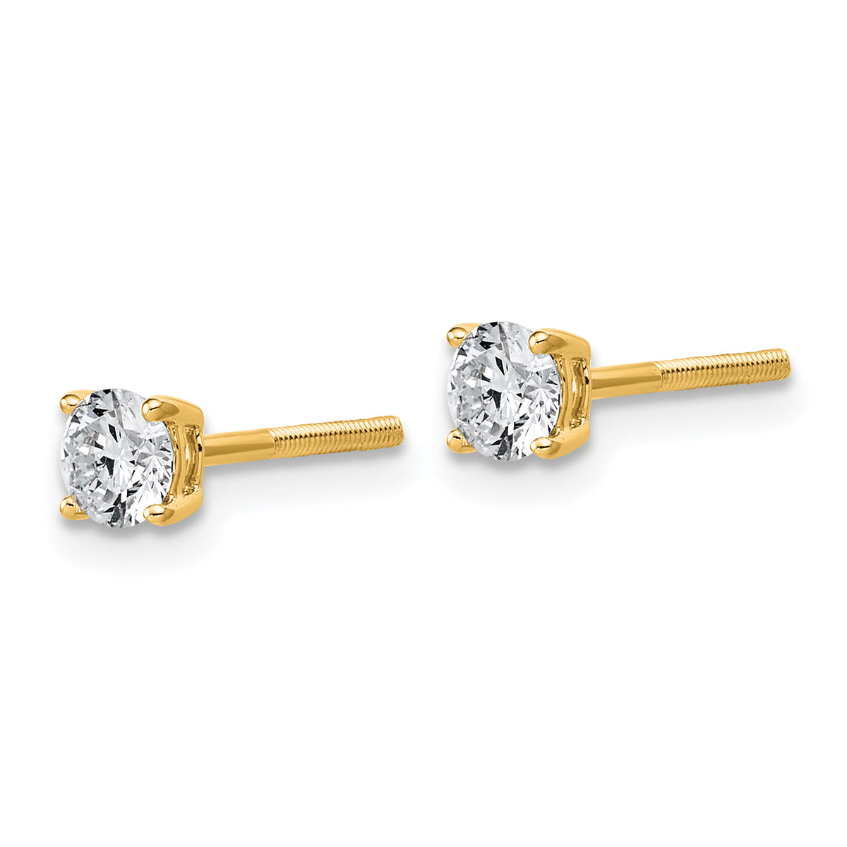 14K yellow gold 1/2 ct. t.w. lab grown diamond stud earrings, side view