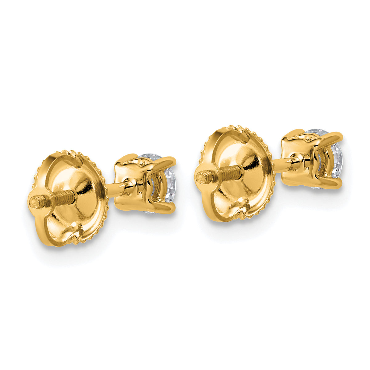 14K yellow gold 1/2 ct. t.w. lab grown diamond stud earrings, back view