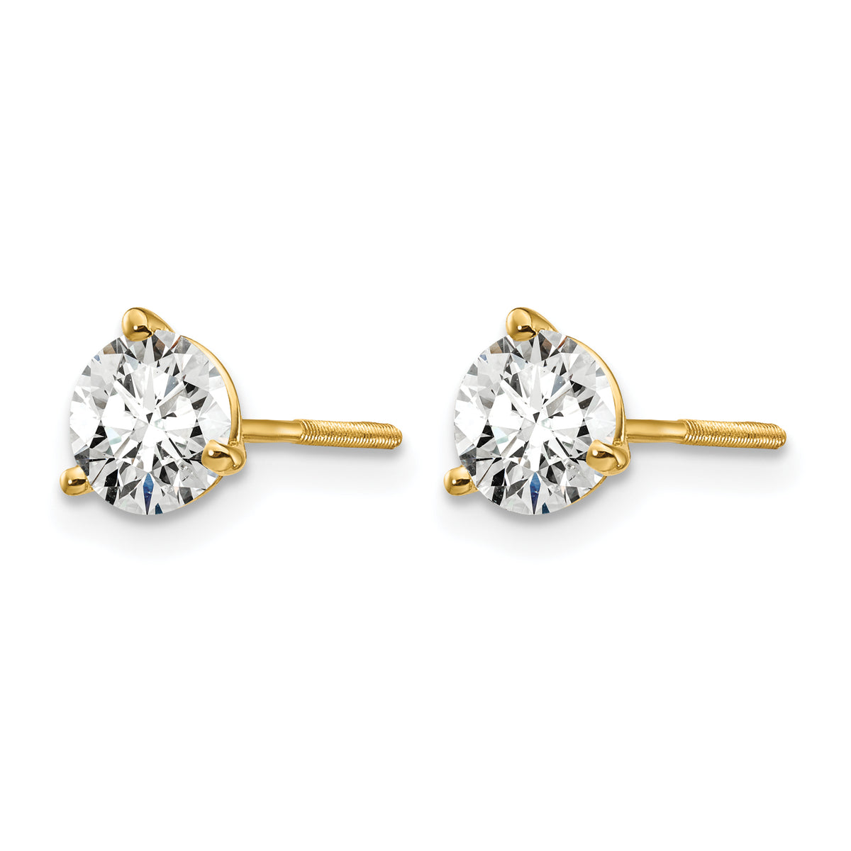 14K yellow gold 1 ct. t.w. lab grown diamond martini stud earrings, side view