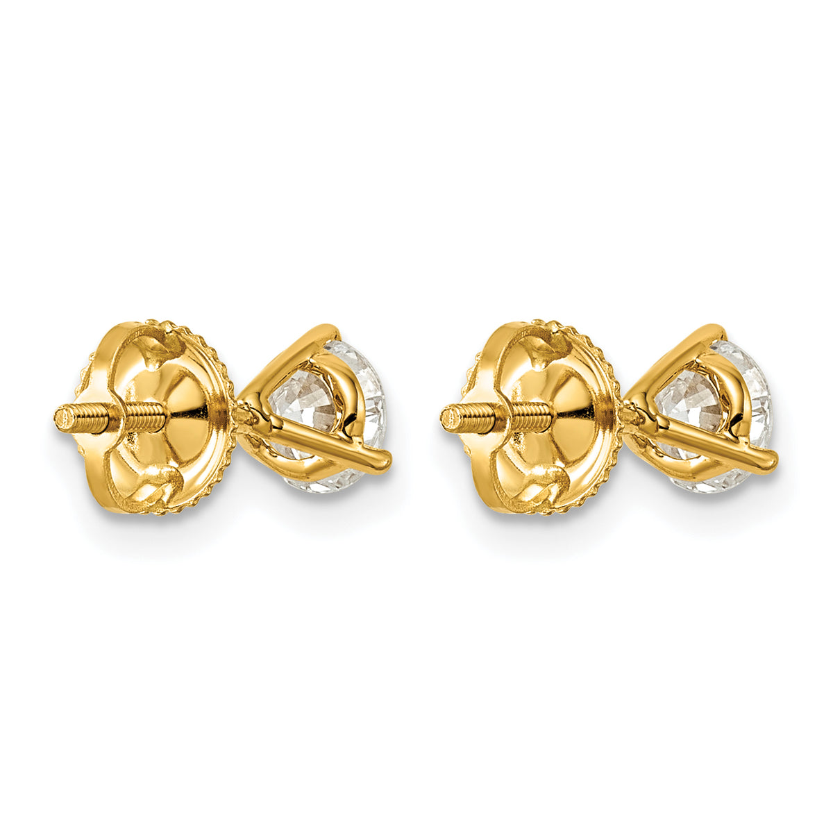 14K yellow gold 1 ct. t.w. lab grown diamond martini stud earrings, back view