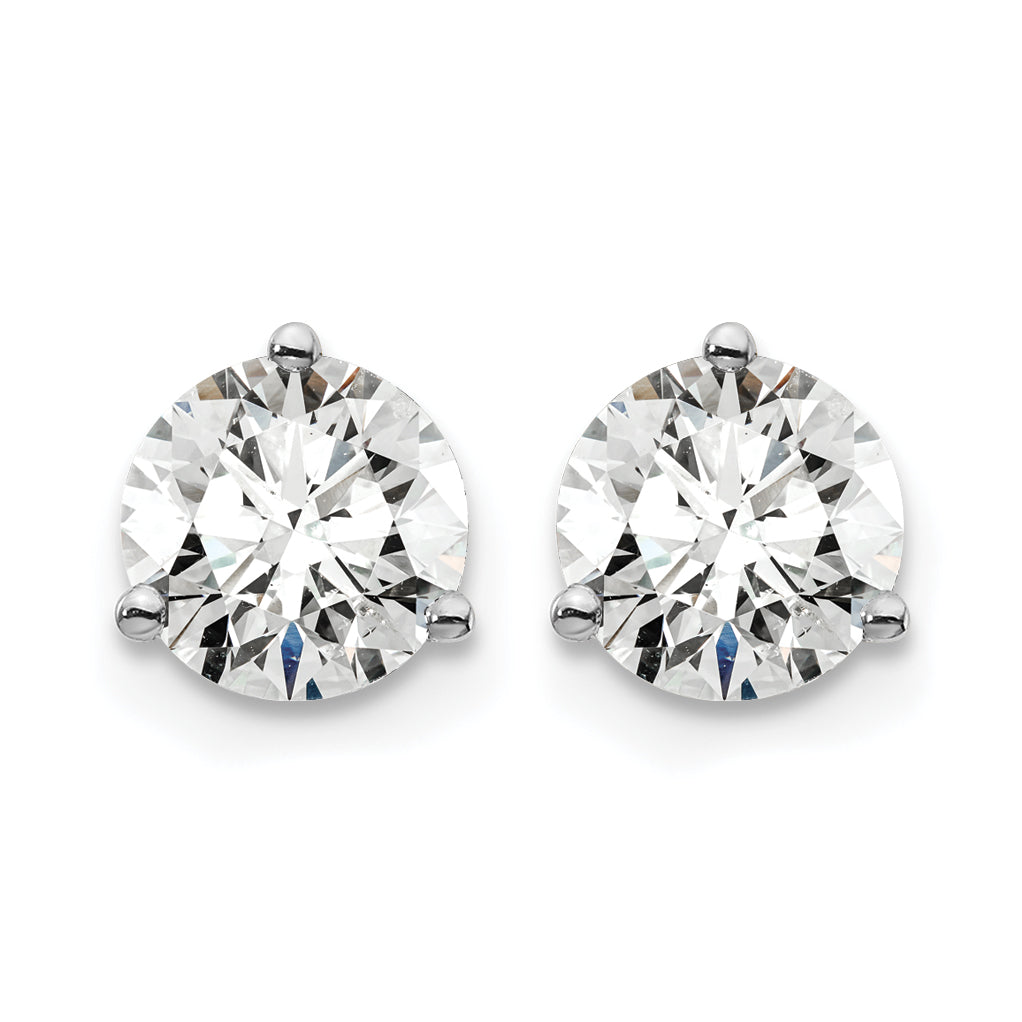 14K white gold 1 1/2 ct. t.w. certified lab grown diamond martini stud earrings, side view