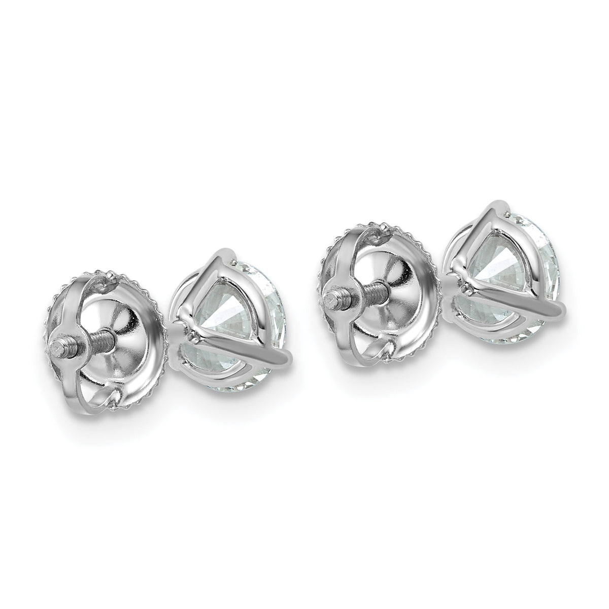 14K white gold 1 1/2 ct. t.w. certified lab grown diamond martini stud earrings, back view