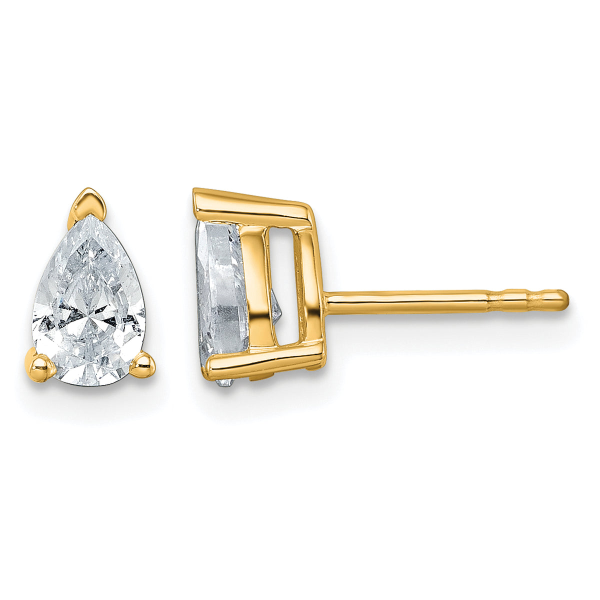14K yellow gold 1 ct. t.w. lab grown pear diamond stud earrings