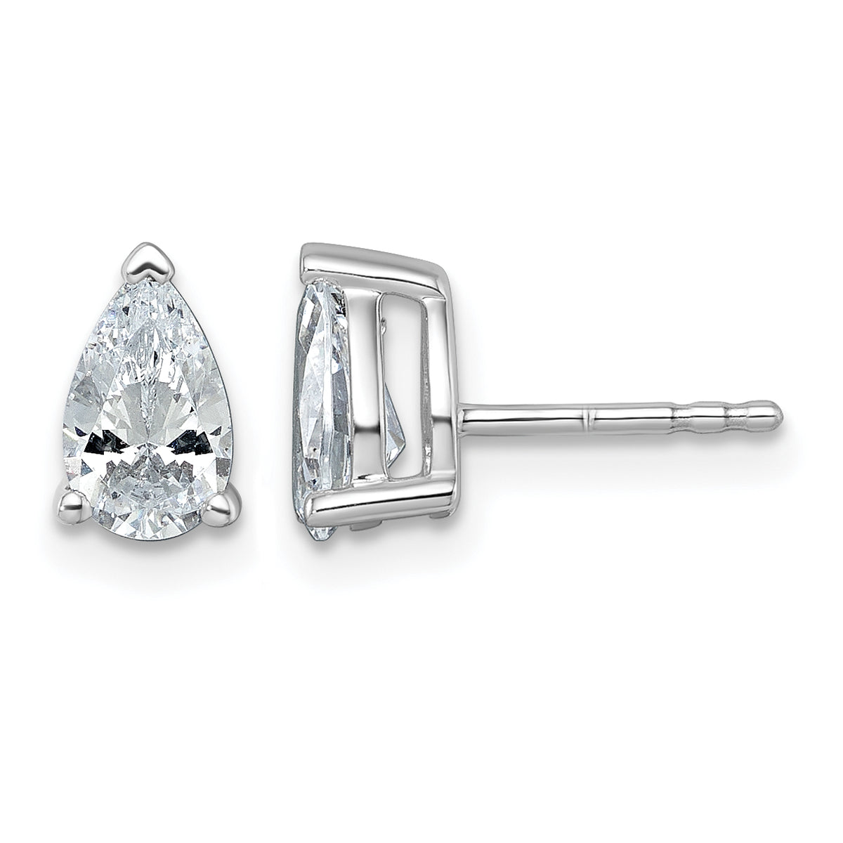 14K white gold 1 1/2 ct. t.w. lab grown pear diamond stud earrings