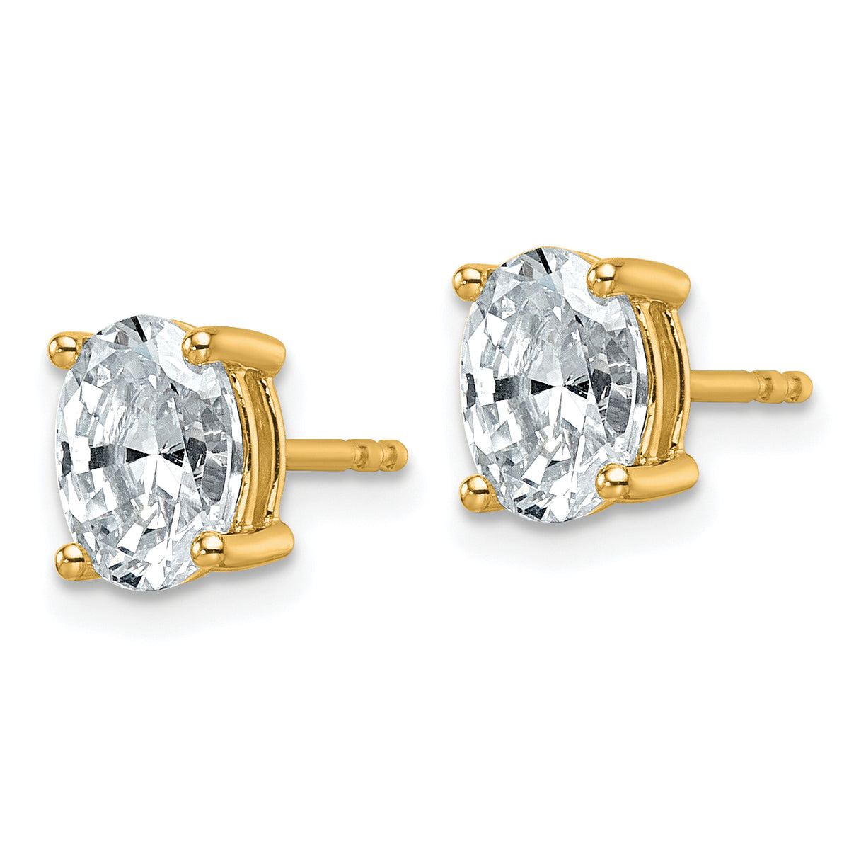 14K yellow gold 1 1/2 ct. t.w. lab grown oval diamond stud earrings, side view