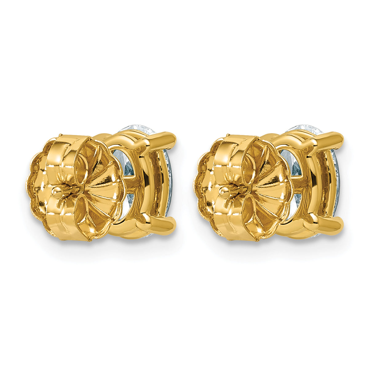 14K yellow gold 1 1/2 ct. t.w. lab grown oval diamond stud earrings, back view