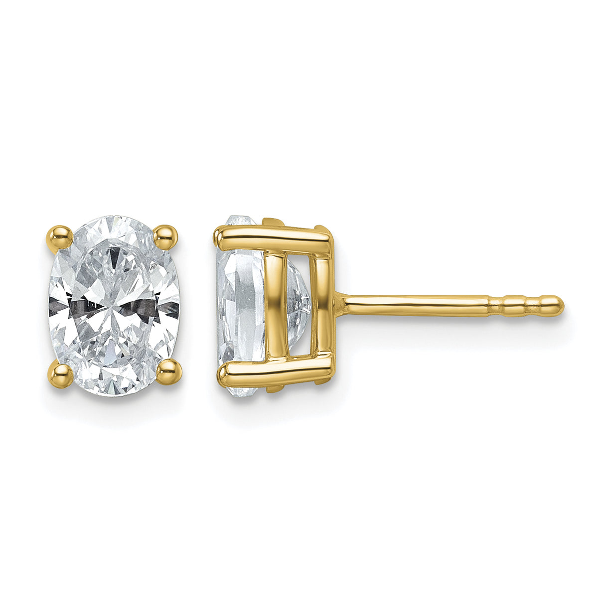 14K yellow gold 1 1/2 ct. t.w. lab grown oval diamond stud earrings
