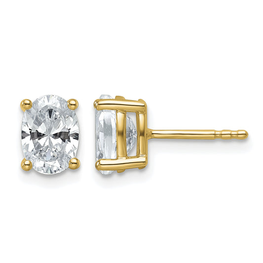 14K yellow gold 1 1/2 ct. t.w. lab grown oval diamond stud earrings