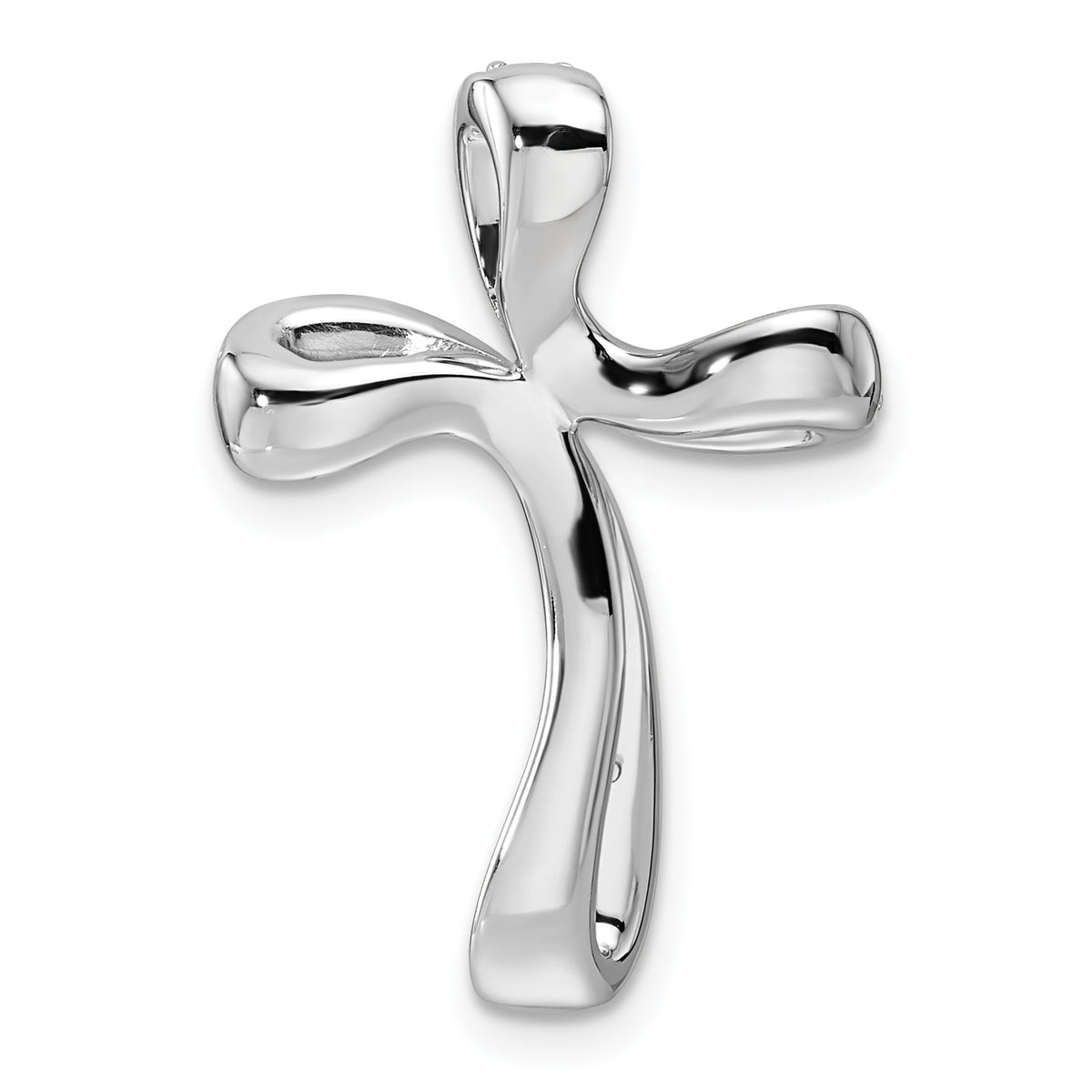 14K white gold lab grown diamond cross chain slide, back view