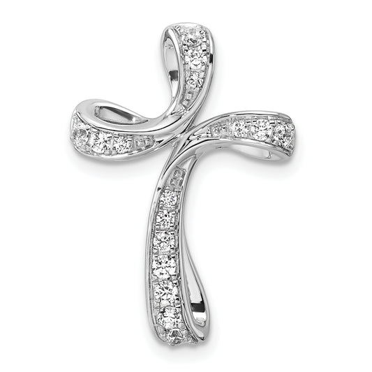 14K white gold 1/3 ct. t.w. lab grown diamond cross chain slide