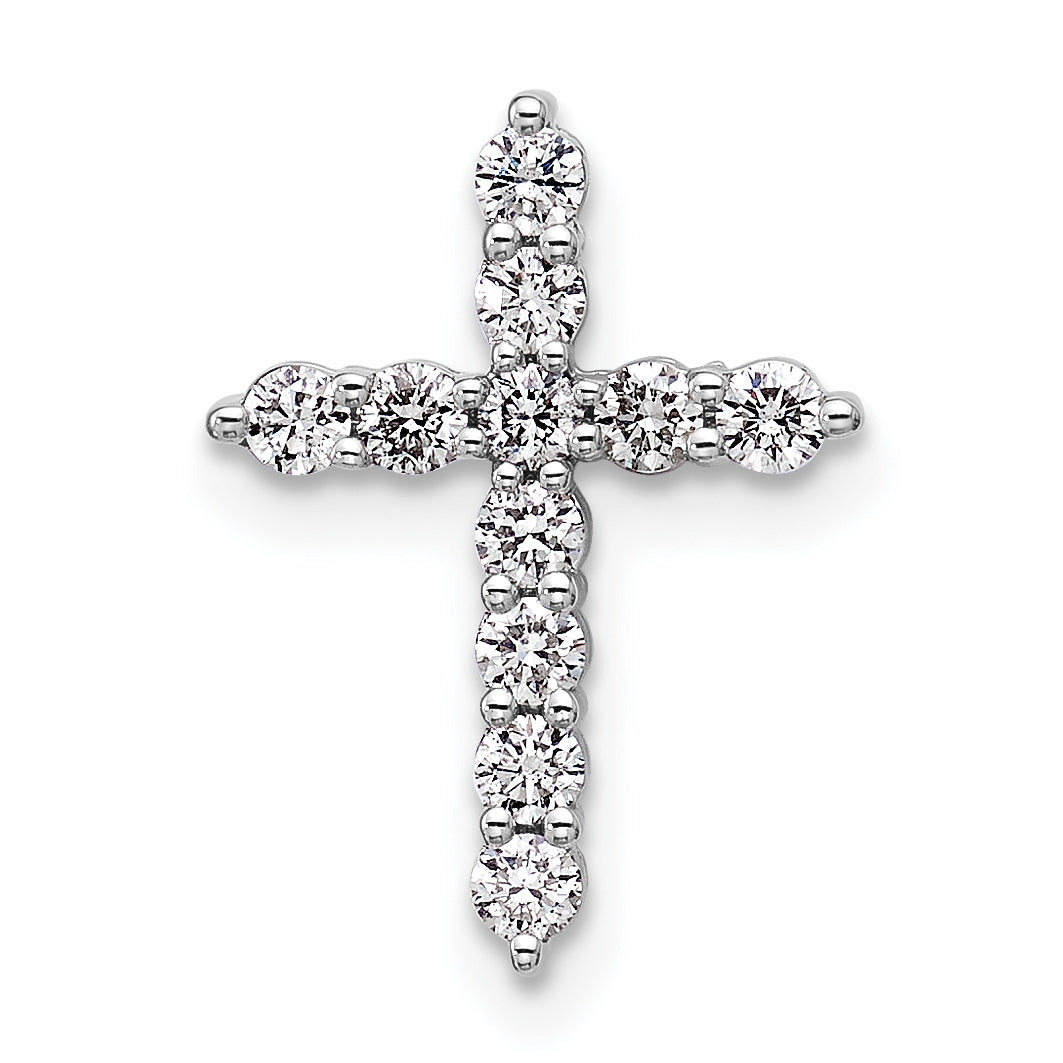 14K white gold 1/3 ct. t.w. lab grown diamond petite cross slide pendant