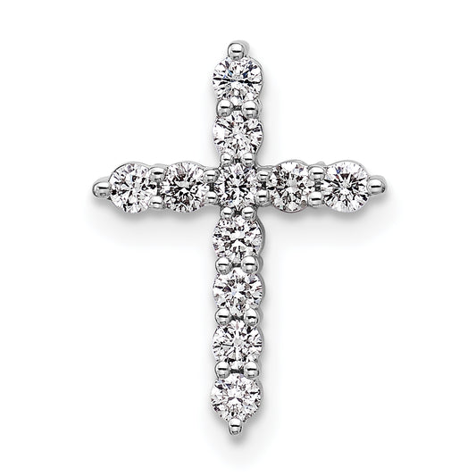 14K white gold 1/3 ct. t.w. lab grown diamond petite cross slide pendant