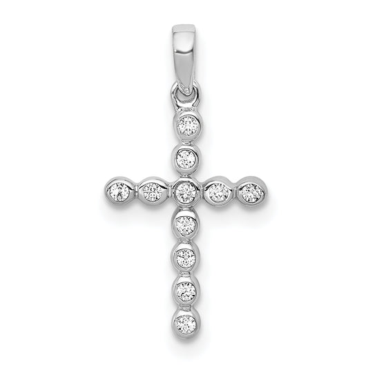 14K white gold 1/10 ct. t.w. lab grown diamond cross pendant