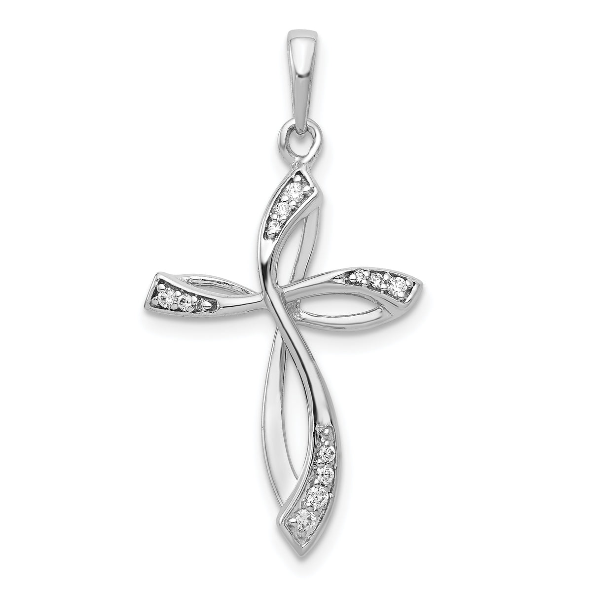 14K white gold 1/15 ct. t.w. lab grown diamond cross pendant