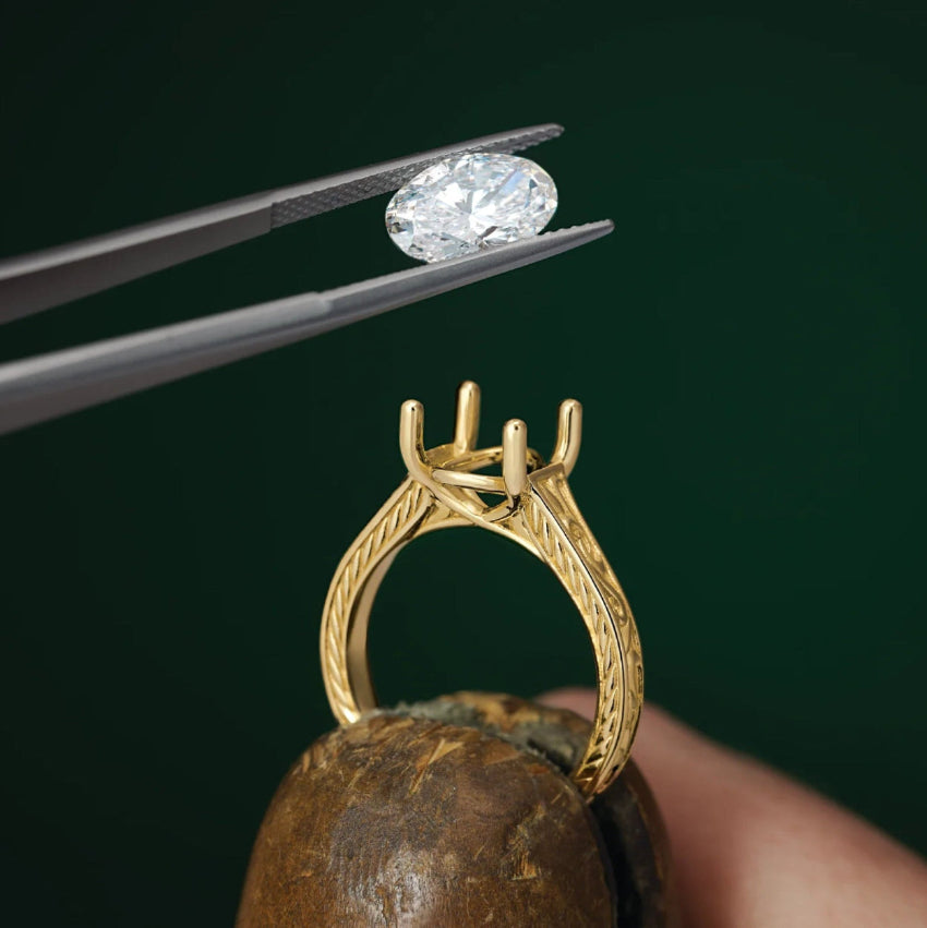 Custom engagement ring at the bench