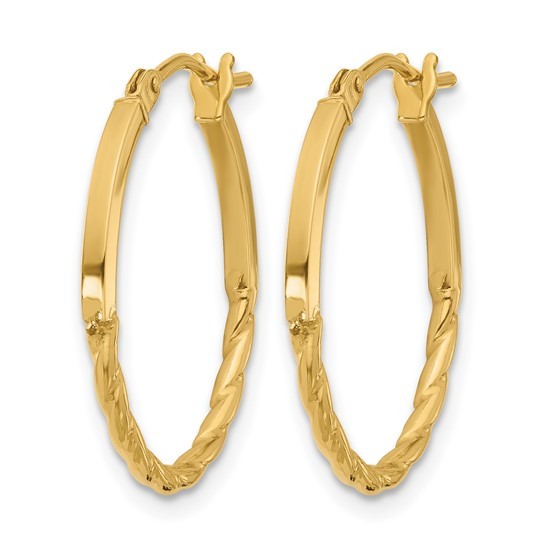 10K Yellow Gold Twist Oval Hoops