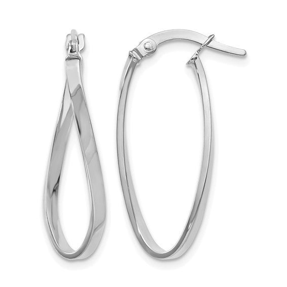 10K White Gold Twisted Hoops