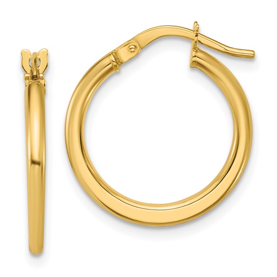 10K Yellow Gold Polished Round Hoop Earrings