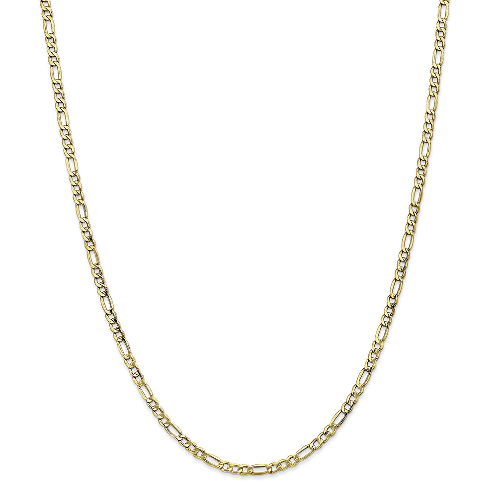 10K Yellow Gold 3.5mm Semi-Solid Figaro Chain