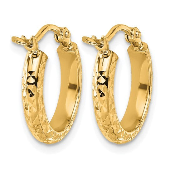 10K Yellow Gold Textured Hoop Earrings