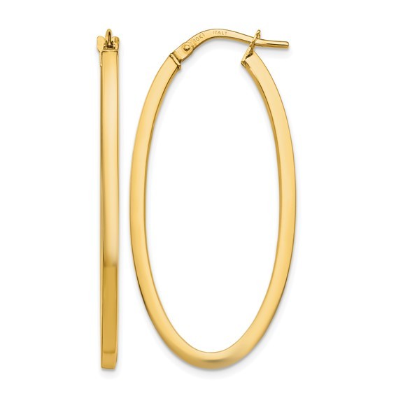 10K Yellow Gold Polished Oval Hoops