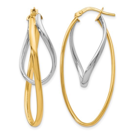 10K Two-Tone Twisted Hoop Earrings