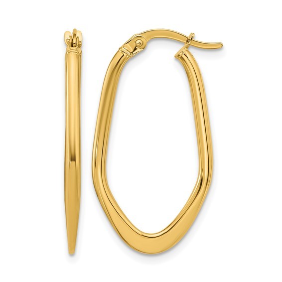 10K Yellow Gold Fancy Oval Hoops