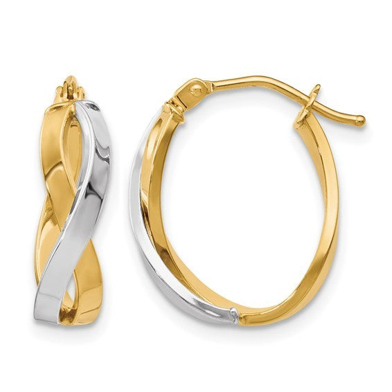 10K Two-Tone Twisted Hoops