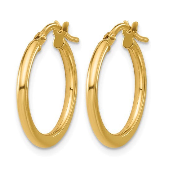 10K Yellow Gold Polished Round Hoop Earrings