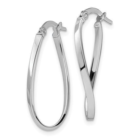 10K White Gold Twisted Hoops