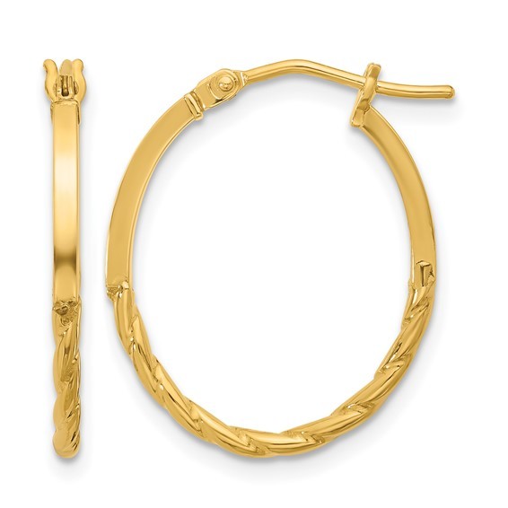 10K Yellow Gold Twist Oval Hoops