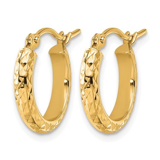 10K Yellow Gold Textured Hoop Earrings